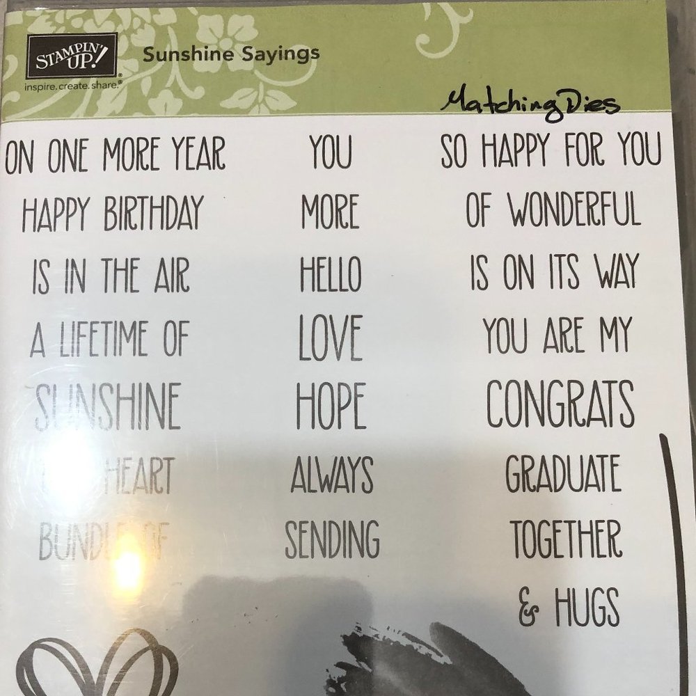 Stampin Up Sunshine Sayings Stamp Set and Dies